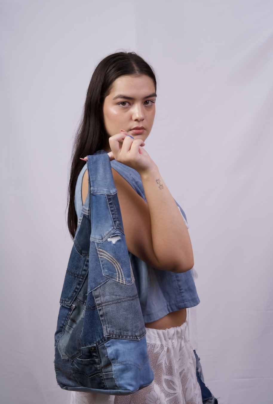 Recycled denim tote bag