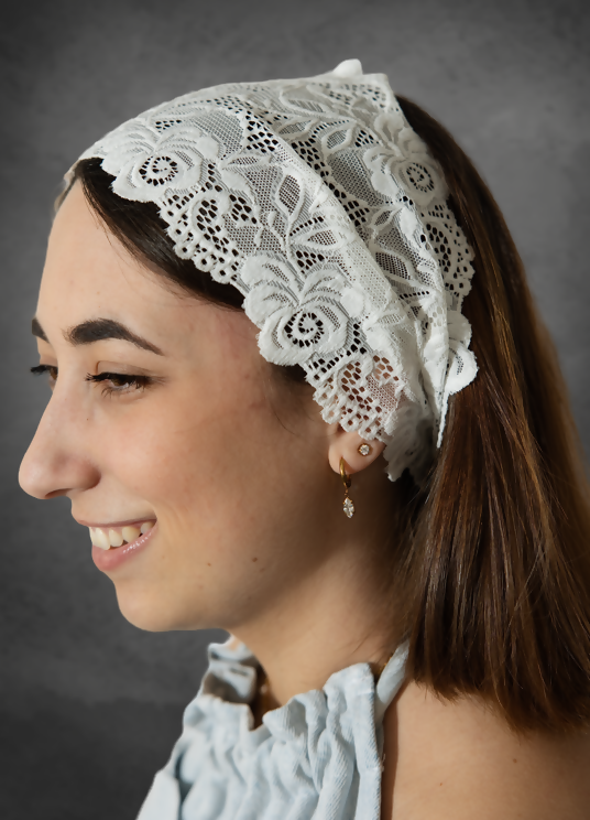 Bandeau large en dentelle recyclée